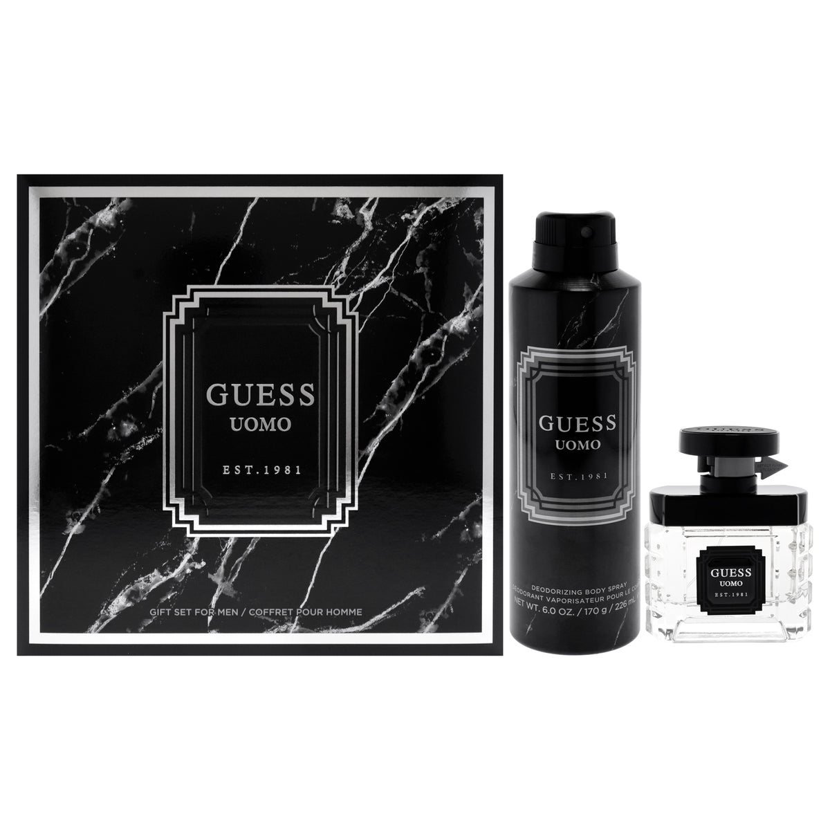 Guess Uomo by Guess for Men - 2 Pc Gift Set 1.7oz EDT Spray, 6oz Deodorizing Spray