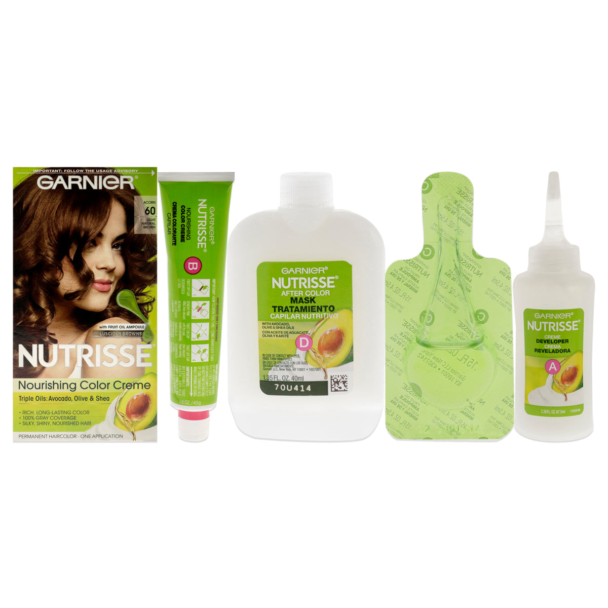 Nutrisse Nourishing Color Creme - 60 Light Natural Brown by Garnier for Unisex - 1 Application Hair Color
