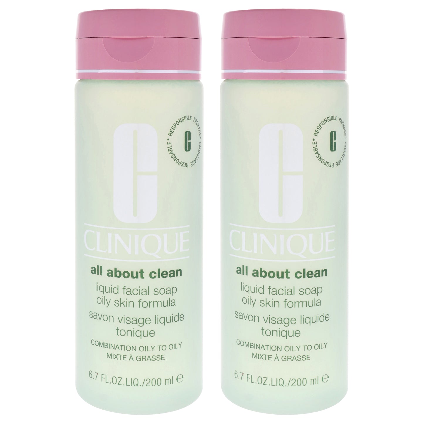 All About Clean Liquid Facial Soap Oily Skin Formula by Clinique for Unisex - 6.7 oz Soap - Pack of 2