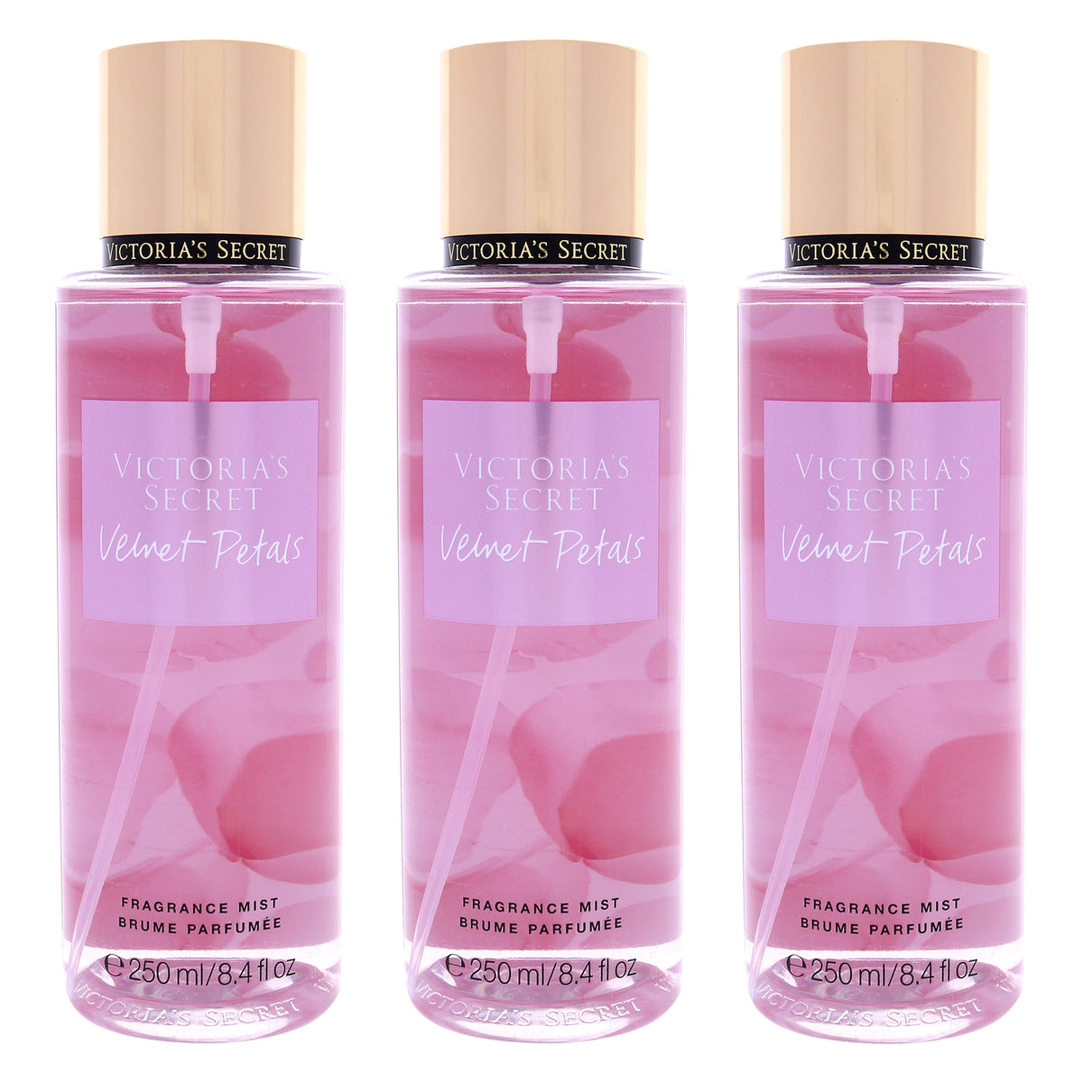 Velvet Petals by Victorias Secret for Women - 8.4 oz Fragrance Mist - Pack of 3
