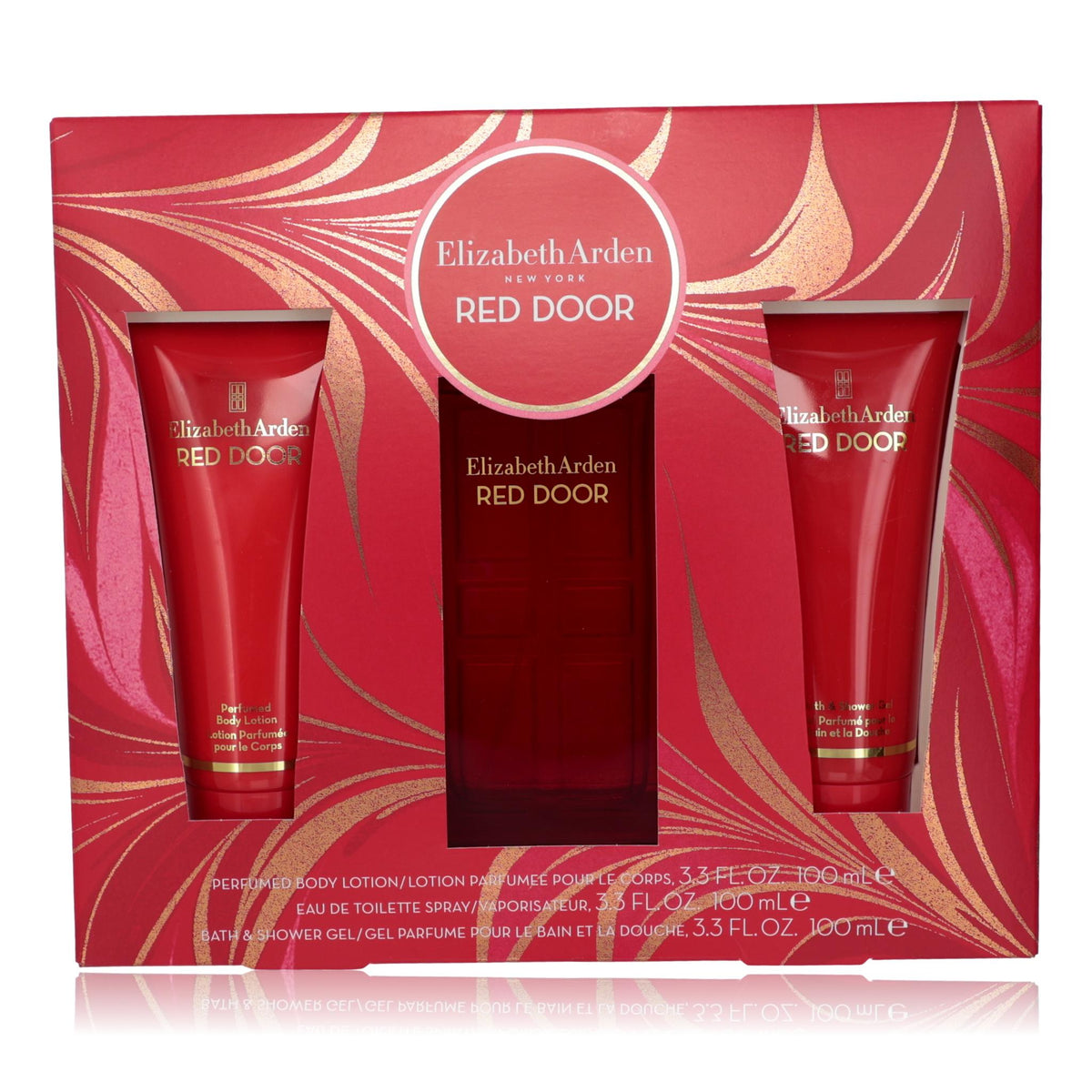 Red Door 3 Pcs Set For Women: 3.3 Eau De Toilette Spray + 3.3 Body Lotion + 3.3 Shower Gel