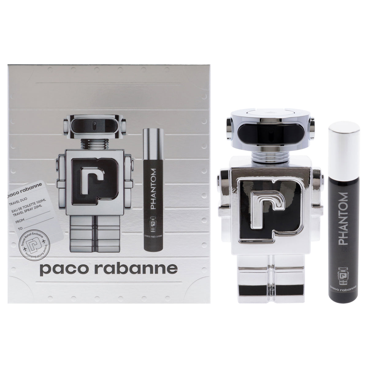 SET PR PACO RABANNE 2PC PHANTOM 3.4 EDT+0.68 EDT SPRAY (M) SOFT BOX TRAVEL RETAIL EXCLUSIVE ~