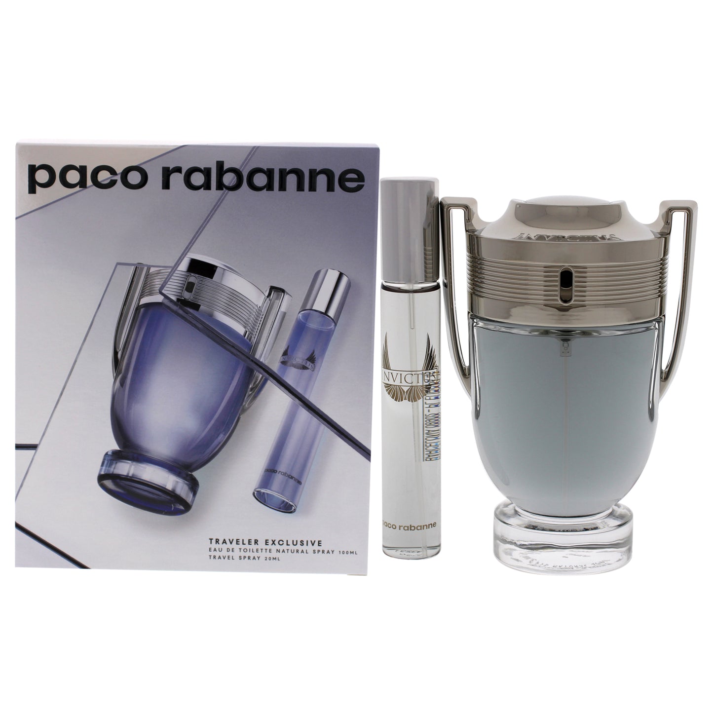 Paco Rabanne Invictus 2 Pcs Set For Men: 3.4 Eau De Toilette Spray + 0.68 Eau De Toilette Spray