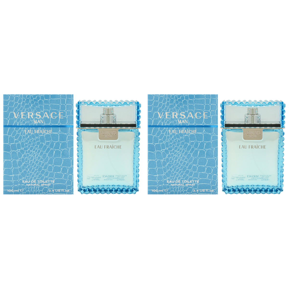 Versace Man Eau Fraiche by Versace for Men - 3.4 oz EDT Spray - Pack of 2