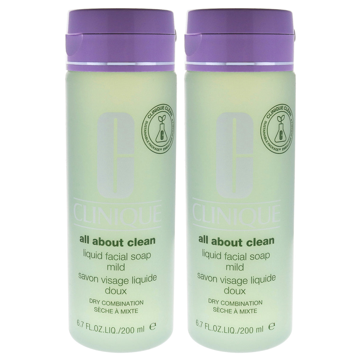All About Clean Liquid Facial Soap Mild by Clinique for Unisex - 6.7 oz Soap - Pack of 2