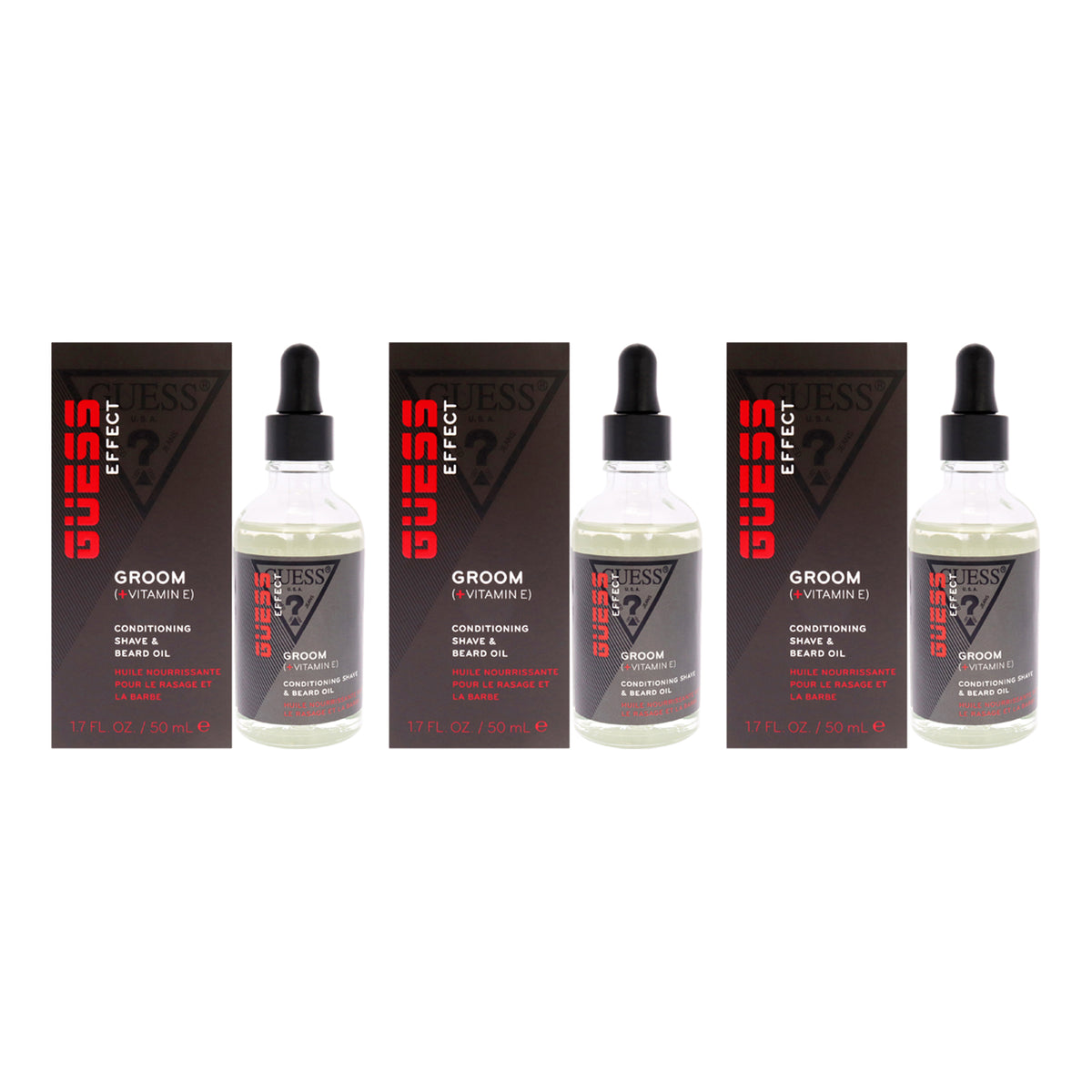 Guess Effect Boost Conditioning Shave and Beard Oil by Guess for Men - 1.7 oz Oil - Pack of 3
