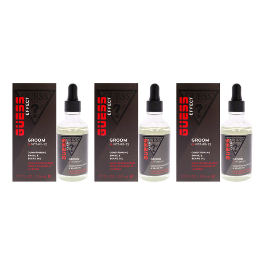 Guess Effect Boost Conditioning Shave and Beard Oil by Guess for Men - 1.7 oz Oil - Pack of 3