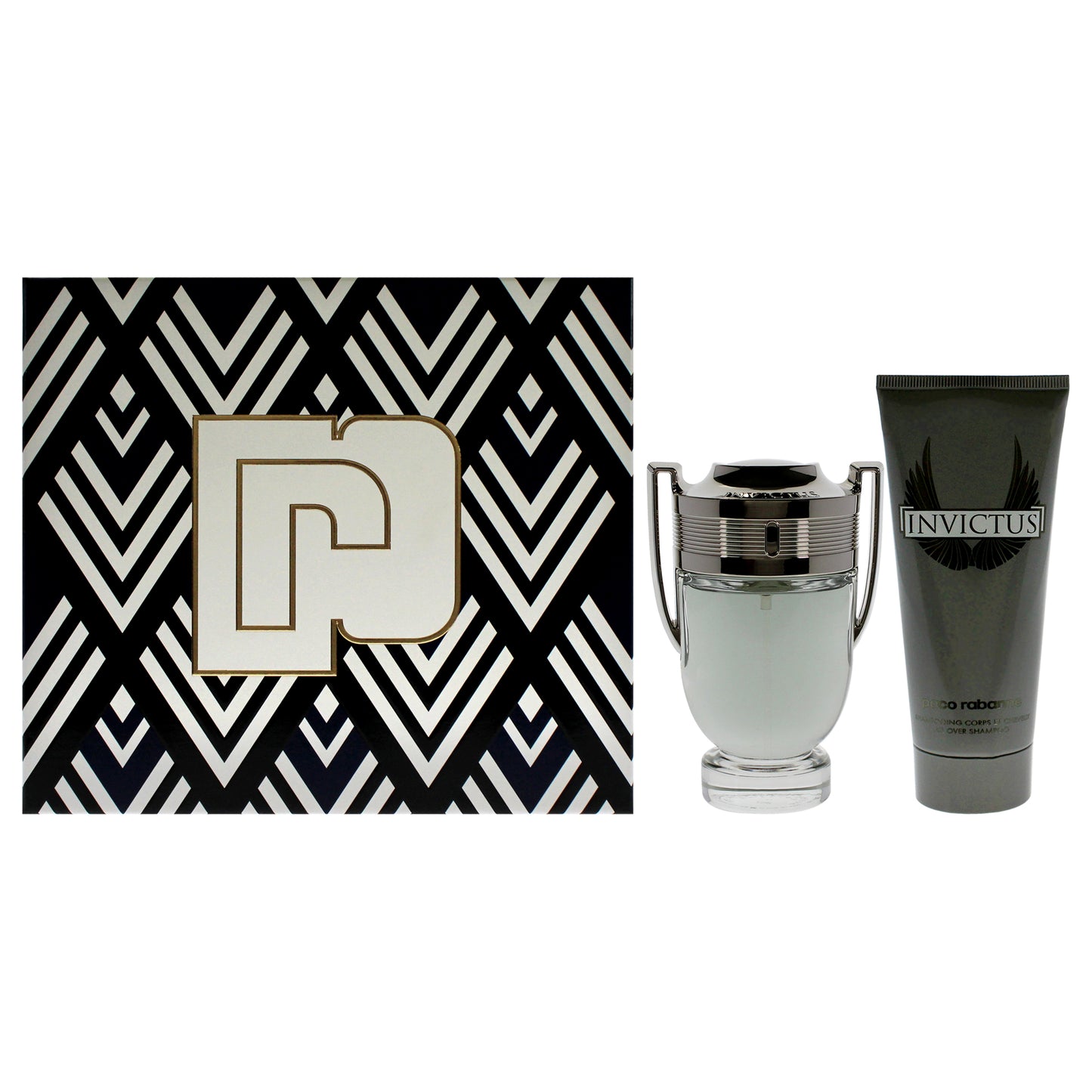 Invictus by Paco Rabanne for Men - 2 Pc Gift Set 3.4oz EDT Spray, 3.4oz All Over Shampoo