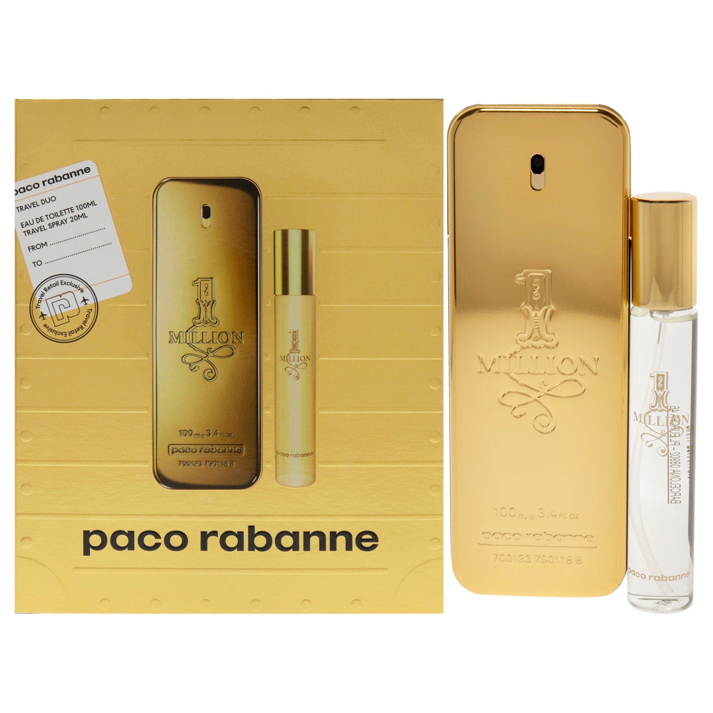 SET PR PACO RABANNE 2PC 1 MILLION 3.4 EDT+0.67 EDT SPRAY (M) SOFT BOX