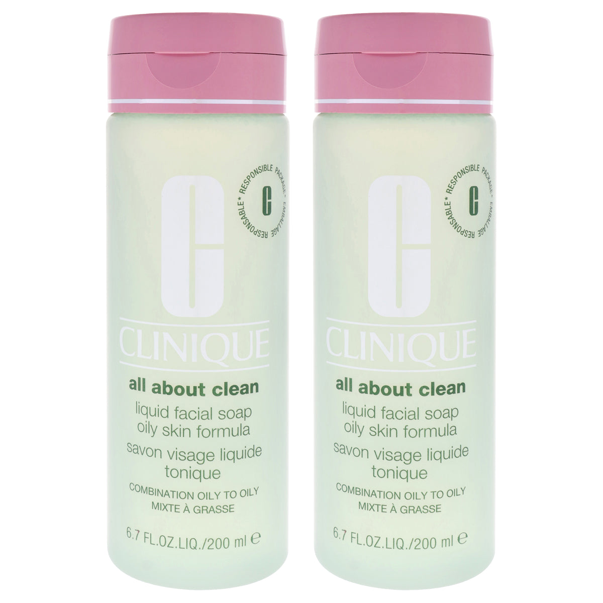 All About Clean Liquid Facial Soap Oily Skin Formula by Clinique for Unisex - 6.7 oz Soap - Pack of 2