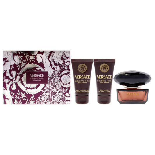 Versace Crystal Noir by Versace for Women - 3 Pc Gift Set 1.7oz EDP Spray, 1.7oz Body Lotion, 1.7oz Bath and Shower Gel