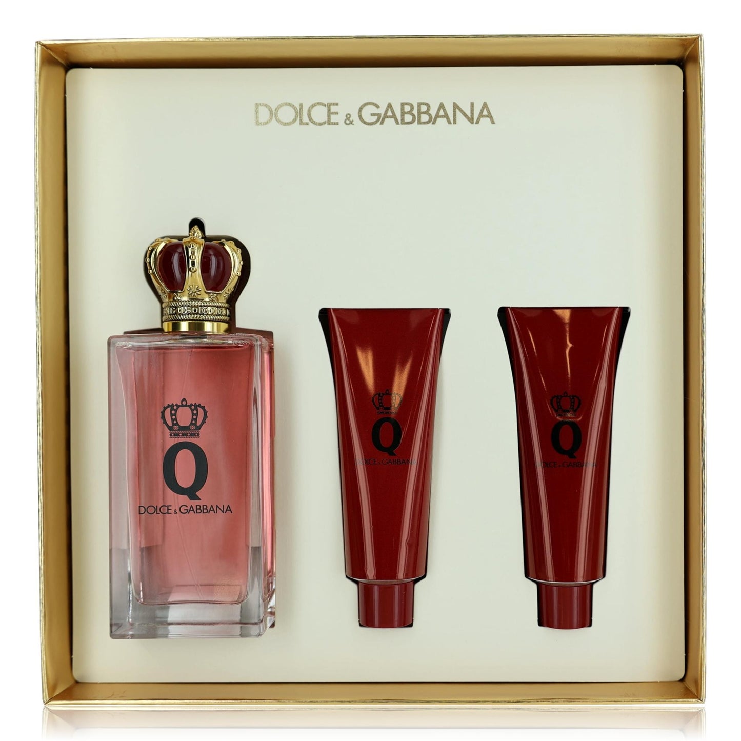Q by Dolce and Gabbana for Women - 3 Pc Gift Set 3.3oz EDP Spray, 1.69oz Shower Gel, 1.69oz Body Lotion