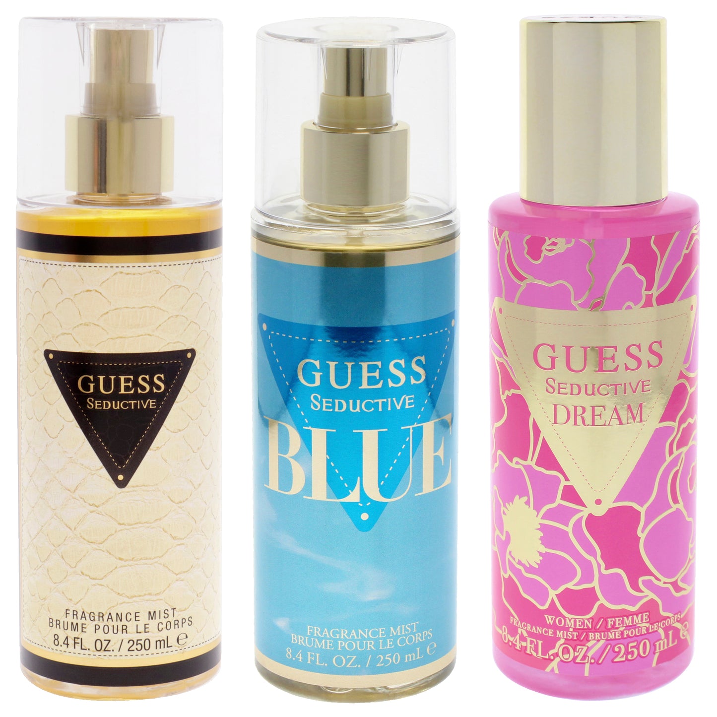 Guess Seductive Kit by Guess for Women - 3 Pc Kit 8.4oz Fragrance Mist, 8.4oz Fragrance Mist - Blue, 8.4oz Fragrance Mist - Dream