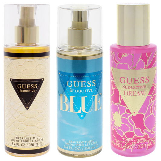 Guess Seductive Kit by Guess for Women - 3 Pc Kit 8.4oz Fragrance Mist, 8.4oz Fragrance Mist - Blue, 8.4oz Fragrance Mist - Dream