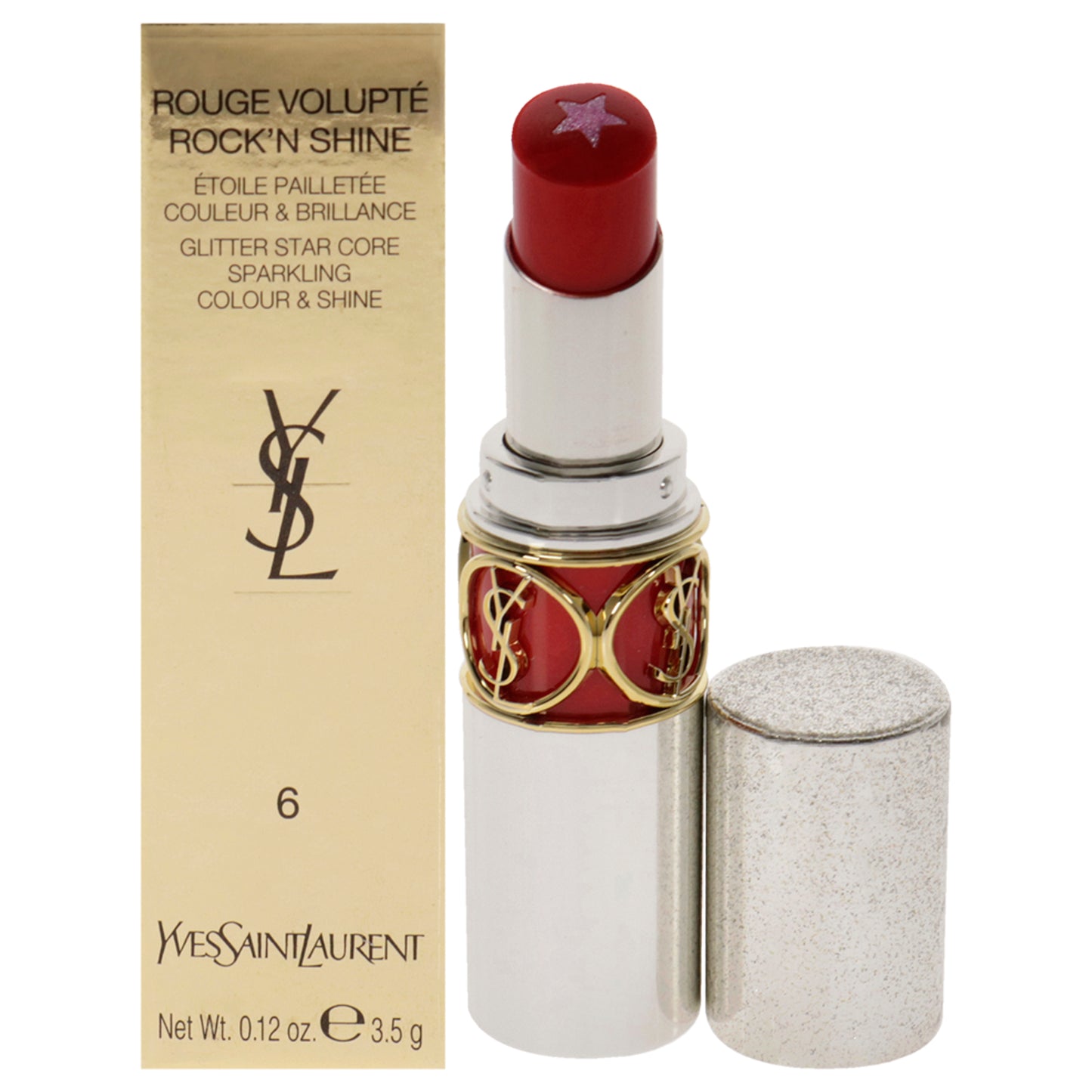 Rouge Volupte RockN Shine Lipstick - 06 Orange Speaker by Yves Saint Laurent for Women - 0.12 oz Lipstick