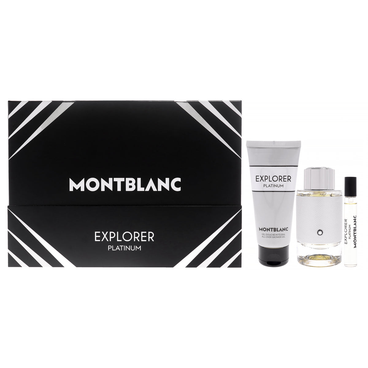 Explorer Platinum by Mont Blanc for Men - 3 Pc Gift Set 3.3oz EDP Spray, 0.25oz EDP Spray (Mini), 3.3oz Shower Gel