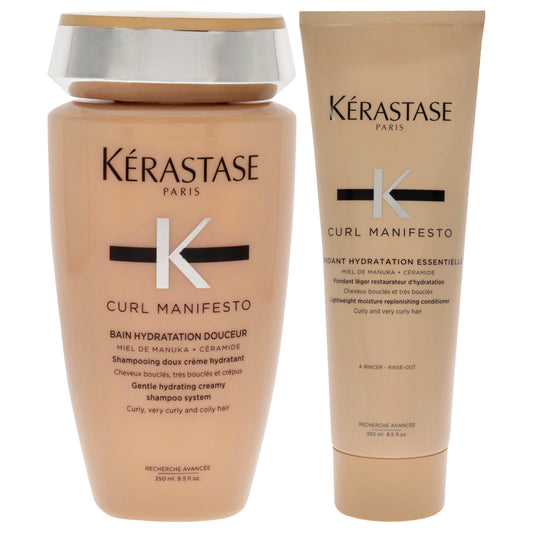Curl Manifesto Kit by Kerastase for Unisex - 2 Pc Kit 8.5oz Hydrating Shampoo, 8.5oz Lightweight Conditioner