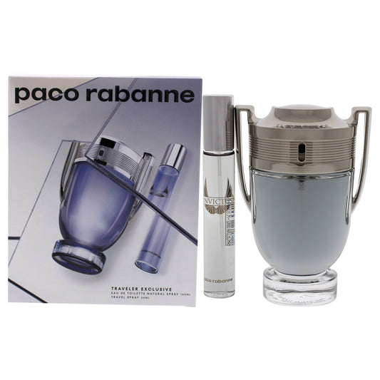 Paco Rabanne Invictus 2 Pcs Set For Men: 3.4 Eau De Toilette Spray + 0.68 Eau De Toilette Spray