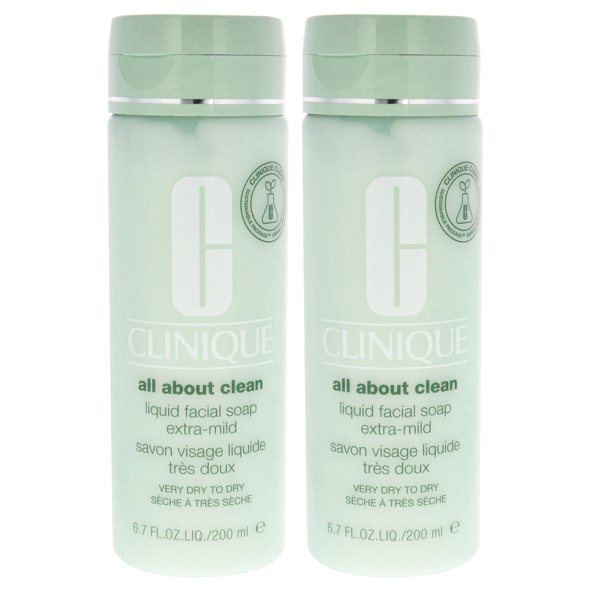 All About Clean Liquid Facial Soap Extra Mild by Clinique for Unisex - 6.7 oz Soap - Pack of 2