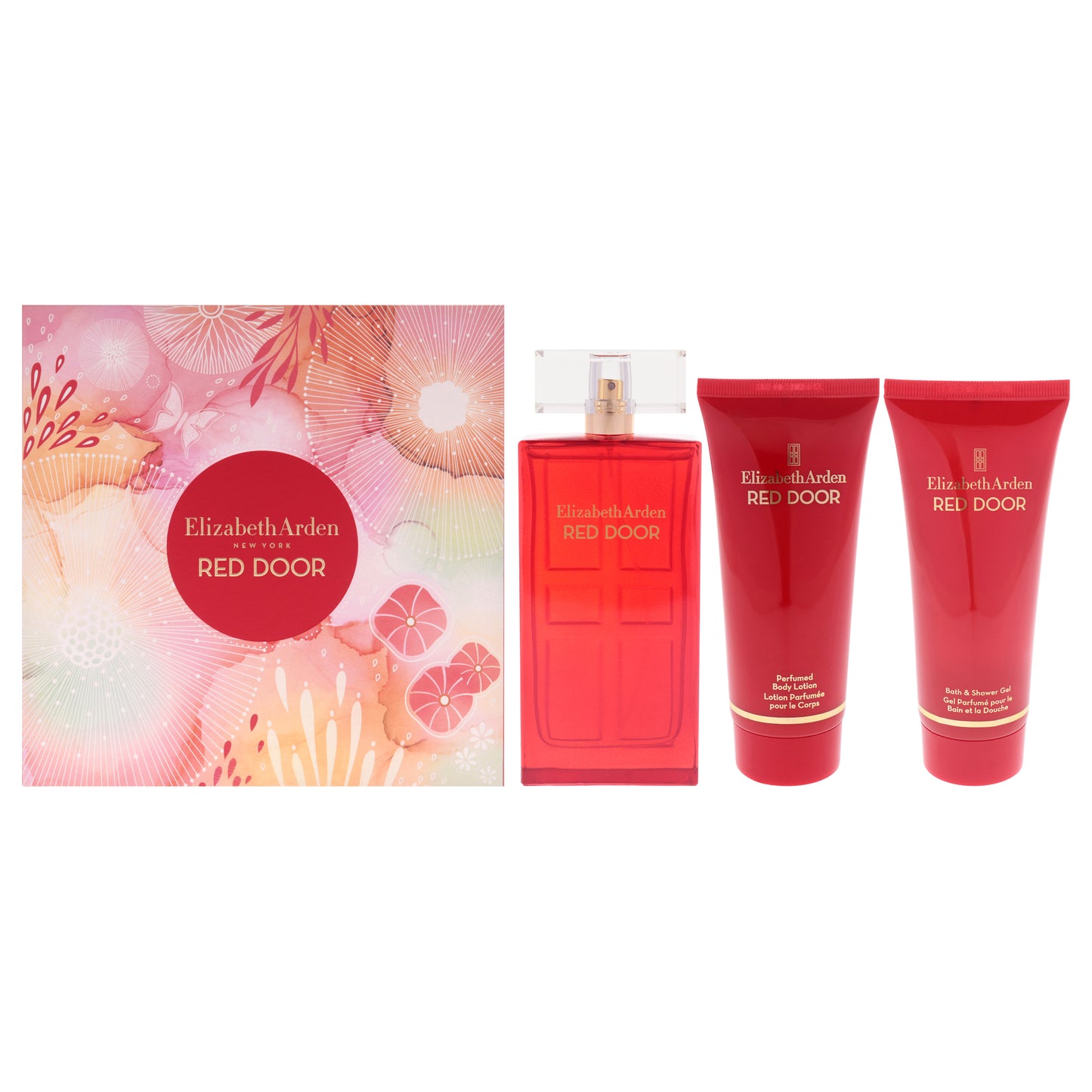 Red Door by Elizabeth Arden for Women - 3 Pc Gift Set 3.3oz EDT Spray, 3.3oz Body Lotion, 3.3oz Bath and Shower Gel