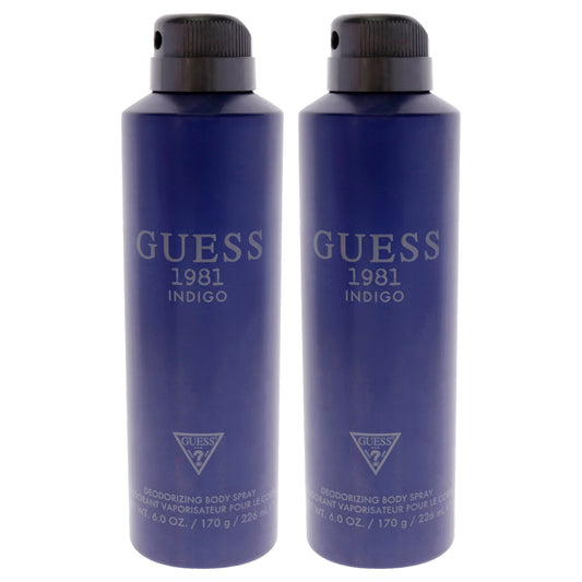 Guess 1981 Indigo by Guess for Men - 6 oz Body Spray - Pack of 2