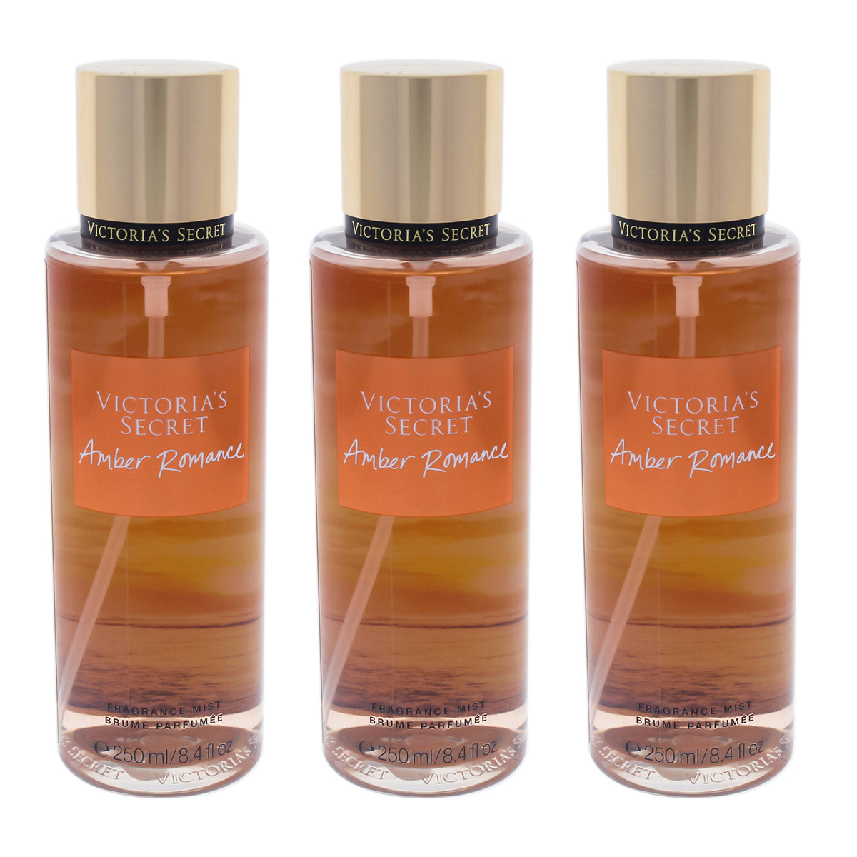 Amber Romance by Victorias Secret for Women - 8.4 oz Fragrance Mist - Pack of 3