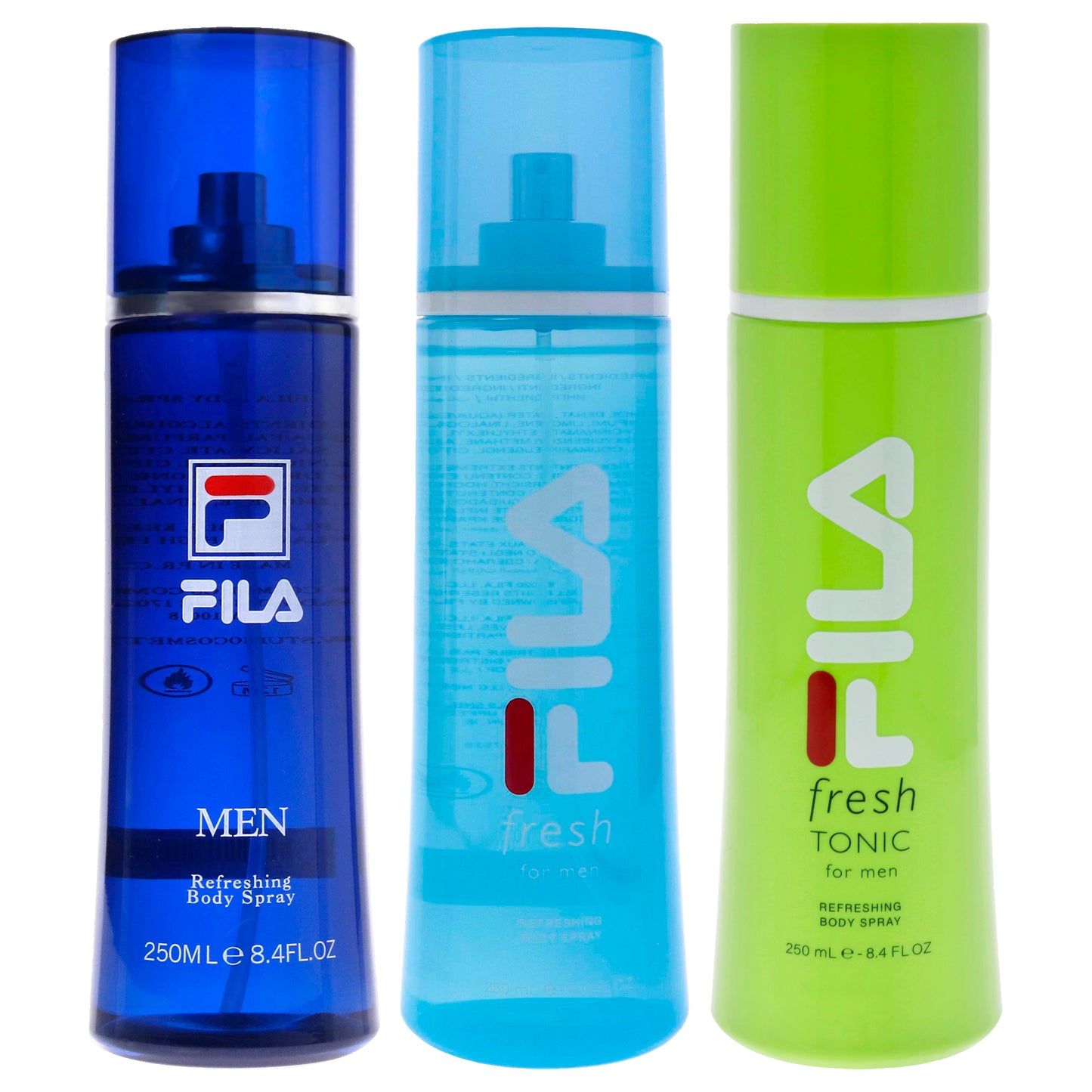 Fila Body Spray kit by Fila for Men - 3 Pc Kit 8.4oz Fila Fresh Body Spray, 8.4oz Fila Body Spray, 8.4oz Fila Fresh Green Body Spray