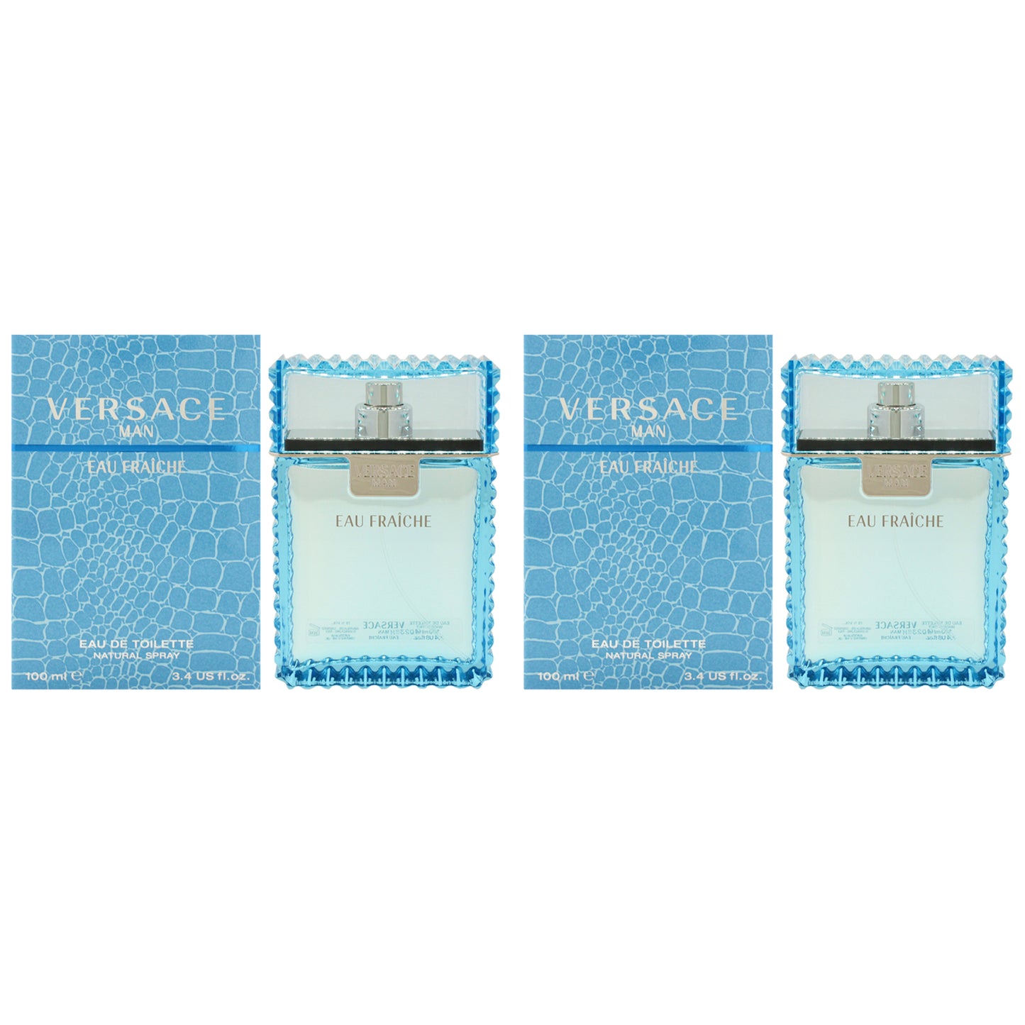 Versace Man Eau Fraiche by Versace for Men - 3.4 oz EDT Spray - Pack of 2