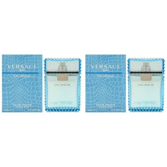 Versace Man Eau Fraiche by Versace for Men - 3.4 oz EDT Spray - Pack of 2